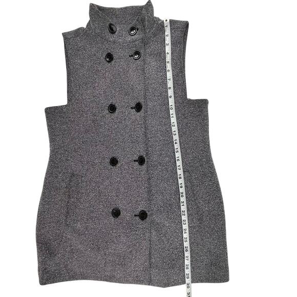 ARTEMIS | Futuristic Size 12 Gray Pinstripe Woven Double Breasted Long Vest Coat - Picture 7 of 8